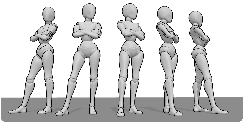 The same standing pose from different viewpoints