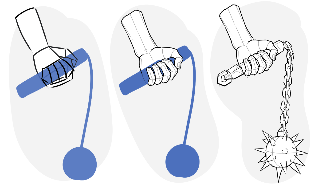 How to draw a hand holding a weapon guide