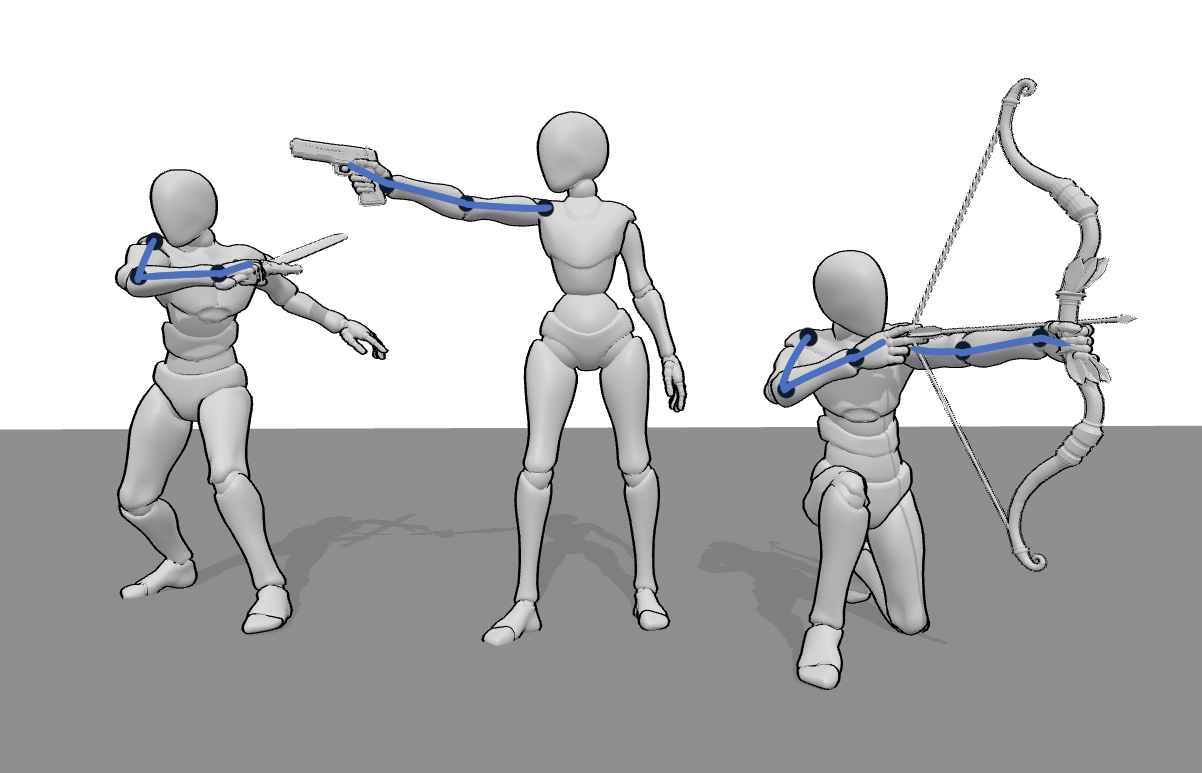 Arms and wrists: Variety of weapon holding pose references