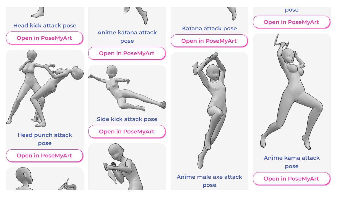 PoseMyArt anime drawing reference library