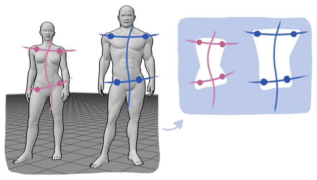 Female vs male body pose differences in a standing pose