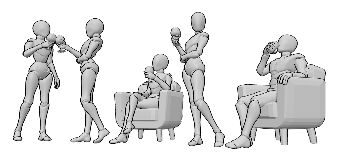 Drawing Reference Collection - Holding Glass Poses