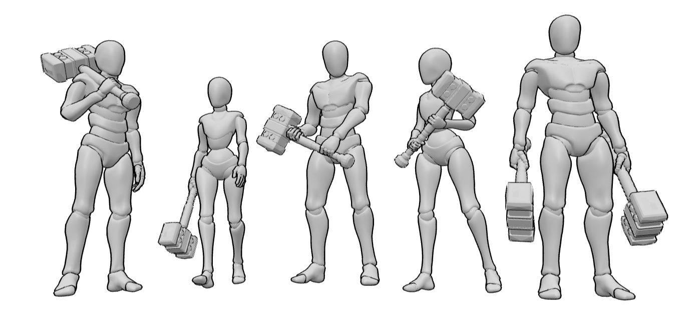 Drawing Reference Collection - Holding Hammer Poses