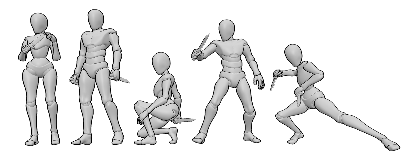 Drawing Reference Collection - Holding Knife Poses