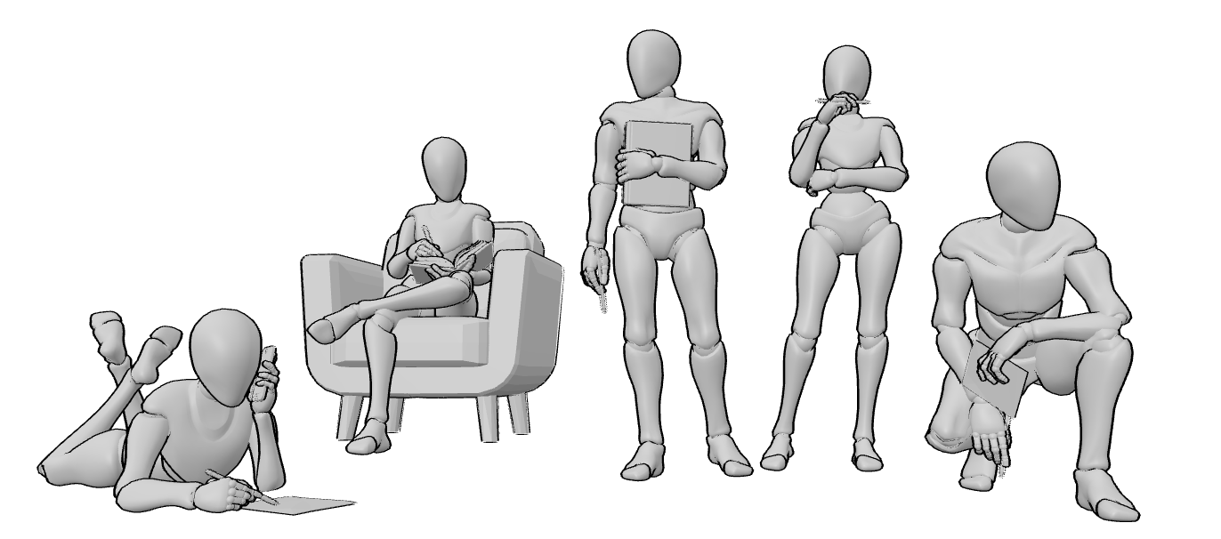 Drawing Reference Collection - Holding Pencil Poses