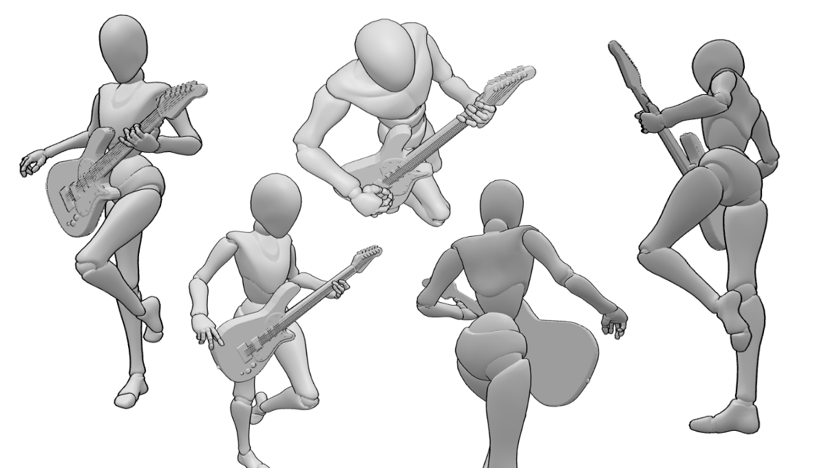 Playing Guitar Pose with Camera Adjustments