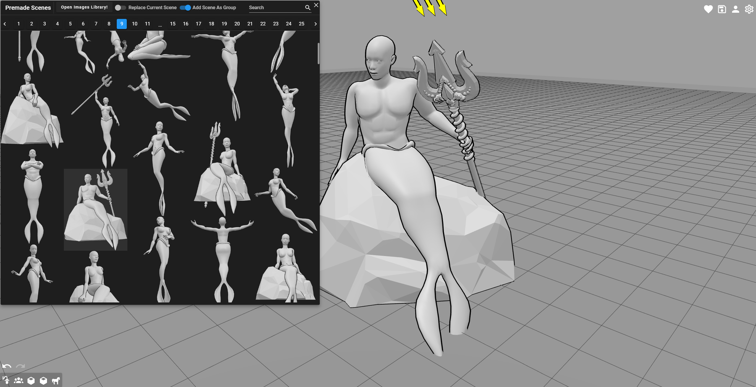 PoseMyArt's Premade Scenes Library