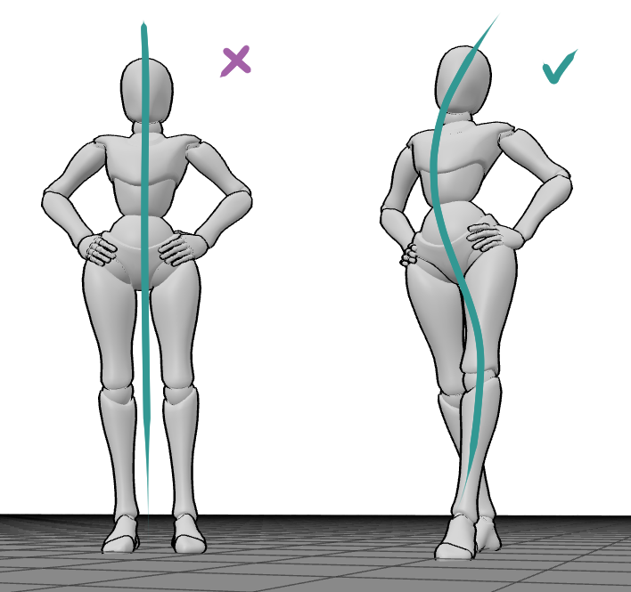 drawing S-curve on standing pose references|370