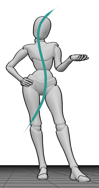 illustrating S-curve on a standing pose reference