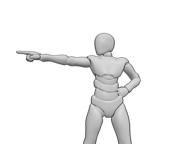pointing pose drawing reference, side view