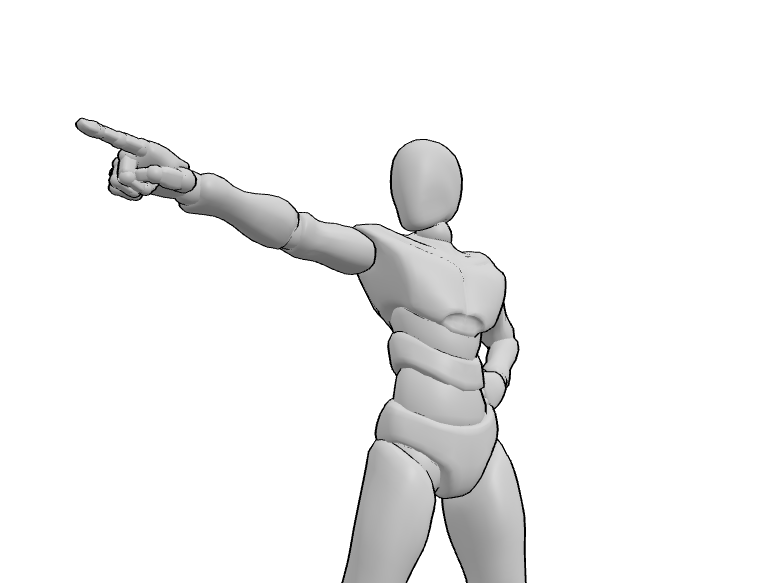 pointing pose drawing reference, slightly side view