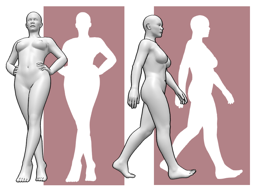 female pose references and silhouettes