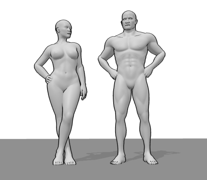 3D Drawing Reference Models - Realistic Female And Realistic Male Models | 400