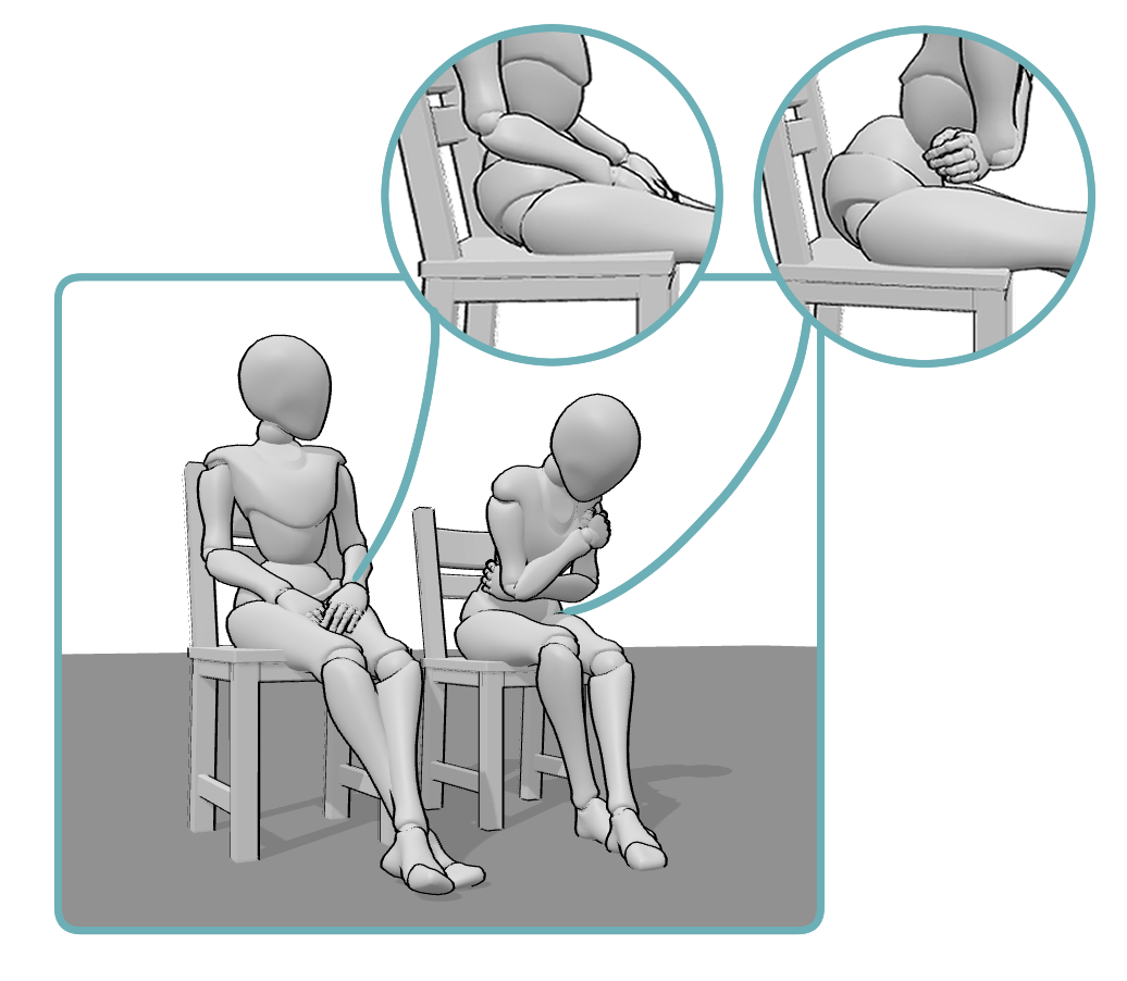 Sitting pose references showing different pelvic positions