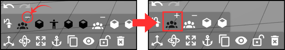 Marking the location of the dash and comparison of expanded versus collapsed groups