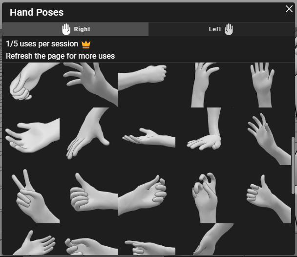 Hand Poses Menu