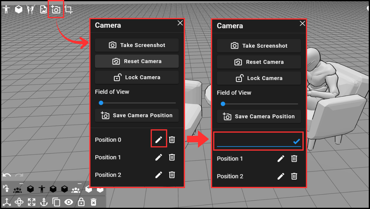 Process to rename saved camera positions