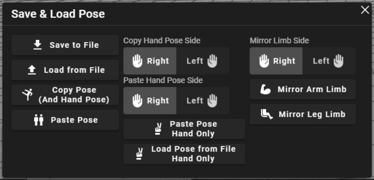 Save and Load Pose Menu