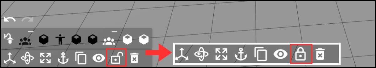 Showing the lock groups icon when it's unlocked versus locked